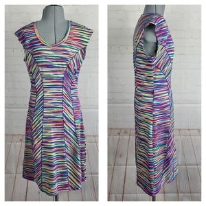 Title Nine Espionage Dream Stripe Rainbow Active Dress in Multi Color XS